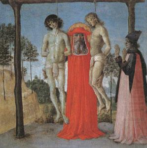 st Jerome supporting Two Men on the Gallows, Pietro Perugino